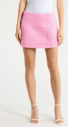Naked Wardrobe Tweed Miniskirt in Pink Frosting at Nordstrom Rack, Size X-Large