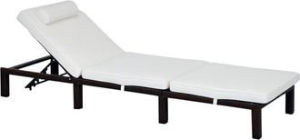 OUTSUNNY Garden Rattan Furniture Recliner Lounger Sun Reclining Daybed Patio Brown