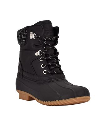Tommy Hilfiger Rainah Boots Womens Black Round Toe Duck Bootie LION49