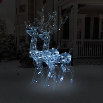 vidaXL Adorno De Renos De Navidad Acr&iacute;lico 2 Uds Blanco Fr&iacute;o 128 Cm Vidaxl
