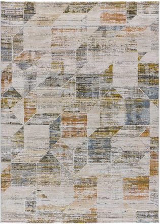 Atticgo Alfombra geométrica crema/azul/mostaza 154x230 cm