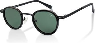 Infinity Leather De-Gamme Zwarte Retro Ronde Gepolariseerde Zonnebril - Parijs