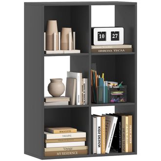 OEM Libreria A Cubi Con 6 Ripiani Portaoggetti, In Legno, 61.5x29.5x91.5 Cm, Nero