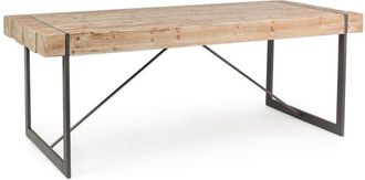 BIZZOTTO Tavolo Garrett rettangolare, con gambe, piano in legno di abete, stile industriale -200 x 90 cm