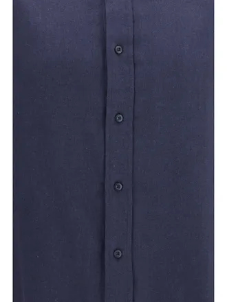 Brunello Cucinelli Mens Cotton Shirt Navy
