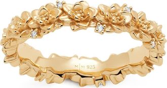 Made by Mary Cubic Zirconia Birthstone Flower Eternity Band Ring in Gold July at Nordstrom, Size 10