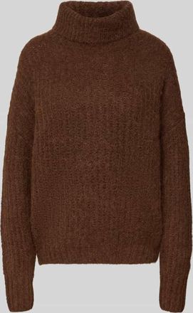 Fynch-Hatton Fynch-Hatton Relaxed Fit Pullover aus Alpaka-Mix in Strick-Optik in Dunkelbraun, Größe XXL