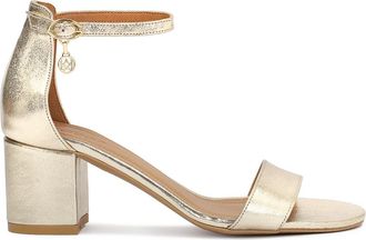 Kazar Gouden leren sandalen op een brede hak - Dames - Sandalen met hakken - Geel - 36 EU - Leer - Schoenen