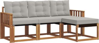 vidaXL Conjunto De Sof&aacute;s De Exterior 4 Uds. Gris Natural Y Claro Vidaxl