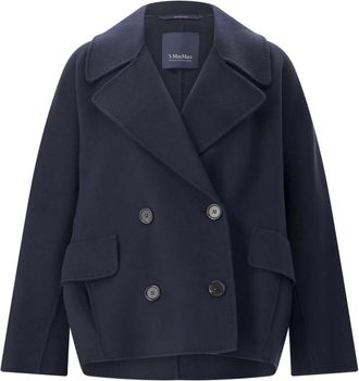 Max Mara Jassen, Dames, Blauw, XS, Wol, Caban Jas