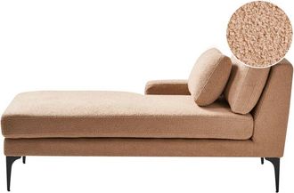 Beliani Beliani - Chaise Longue Tapizado Boucl&eacute; Patas Metal Beige Arena Derecho Ewron