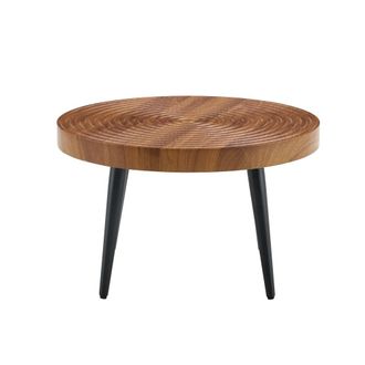 Urban Meuble Mesa de centro redonda de nogal con tablero texturizado de anillos