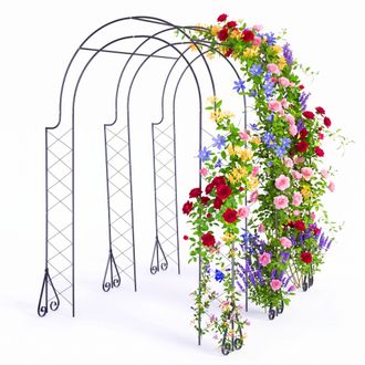 Relaxdays Relaxdays Arco Para Rosas, Acero, 250 X 180 X 210 Cm, Arco De Jard&iacute;n, Resistente Para Plantas Trepadoras, Negro