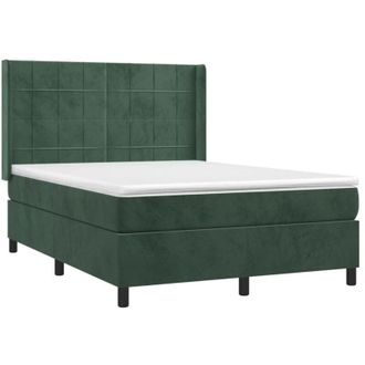 vidaXL Cama Box Spring Con Colch&oacute;n Terciopelo Verde Oscuro 140x190 Cm Vidaxl