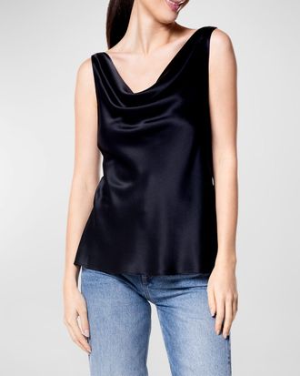 Christine Lingerie Cowl-Neck Silk Tank