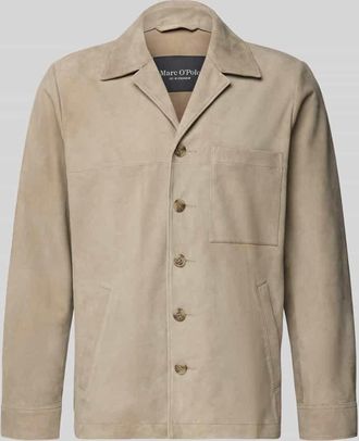 Marc O'Polo Regular Fit Ziegenlederjacke mit Brusttasche in Hellbraun, Gr&ouml;&szlig;e 46