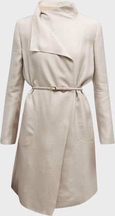 Giorgio Armani Belted Metallic Wrap Coat