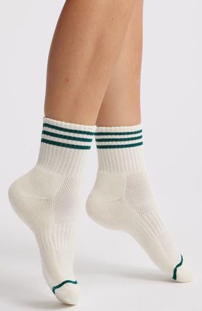 Le Bon Shoppe Girlfriend Stripe Cotton Blend Quarter Socks in Egret at Nordstrom