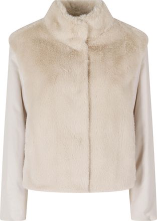 Herno Chantilly High Neck Cashmere Sleeves Polyester Jacket