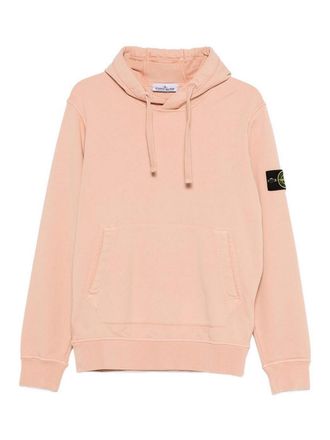 Stone Island Pink Hoodie In Cotton With Patch Logo