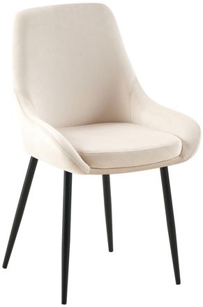 Clp Silla de comedor con patas de metal y asiento de Terciopelo Crema