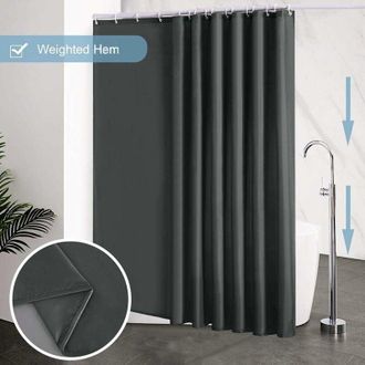 OEM Cortina De Ducha De 240 X 200 Cm, Con 16 Ganchos, Extragrande, Con Peso, Antimoho, Gris Oscuro, Impermeable, De Poli&eacute;ster, Antibacteriana, Lavable A M