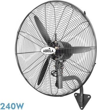 Fabrilamp Ventilatore Industriale Da Parete Borrasca Nero 3 Velocit&agrave; 240w 3 Pale Fisse E Rotanti 80x71x30cm