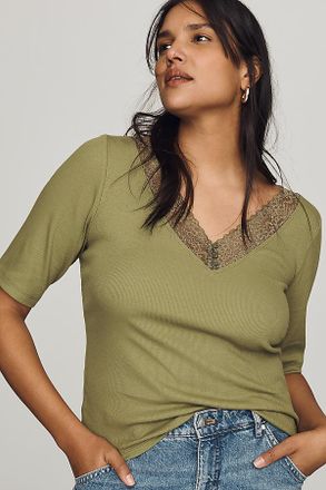 Maeve V-Neck Henley T-Shirt Top