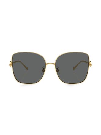 Tory Burch logo-plaque oversize-frame sunglasses - women - Metal - 60 - Gold
