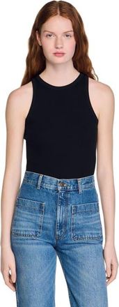 Sandro Embroidered vest top in Black at Nordstrom, Size X-Small