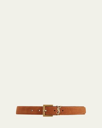 Saint Laurent YSL Monogram Suede Belt