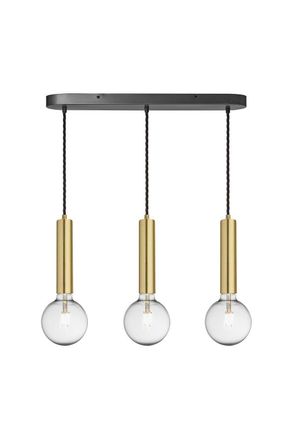 Industville Sleek Cylinder 3 Wire Oval Cluster Lights, Brass