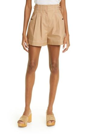 Veronica Beard Jaffee Stretch Cotton Shorts in Khaki at Nordstrom, Size 0