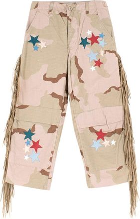 Thats It! Folks Green Camo Cotton Blend Star Patches & Fringe Size S