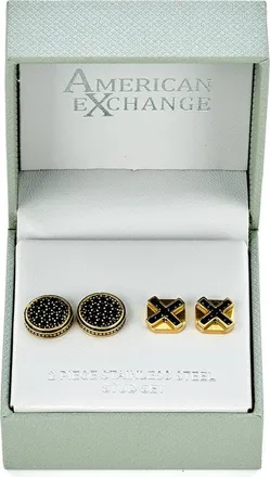 American Exchange Mens Set of 2 Stone Stud Earrings in Gold at Nordstrom Rack