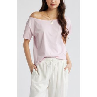 BP. Relaxed Fit Boat Neck Cotton T-Shirt in Pink Sweet at Nordstrom, Size Xx-Small