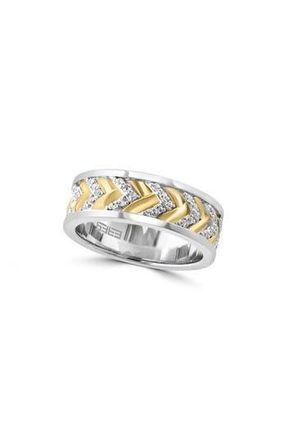 Effy Two-Tone Pav&eacute; White Topaz Chevron Band Ring in Two Tone/White at Nordstrom Rack, Size 10