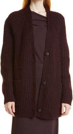 Vince Rib Alpaca & Wool Cardigan in Plum Wine at Nordstrom Rack, Size Medium