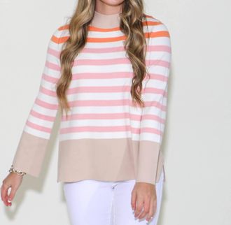 Fate Stripe Mock Neck Tunic Sweater In Multi