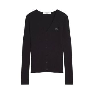 Maison Kitsun&eacute; Truien & Vesten, Dames, Zwart, L, Katoen, Fijngebreide Cardigan