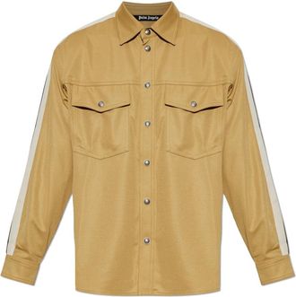 Palm Angels Pocket Shirt - Heren - Casual Overhemden - Bruin - S - Polyester - Overhemden