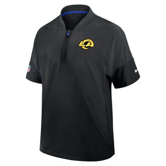Nike Los Angeles Rams Sideline Coach Nike Mens NFL 1/2-Zip Short-Sleeve Hooded Jacket in Black | 03BO01UE9X-2J5