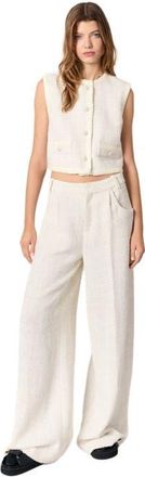 Maje Sequin sleeveless tweed jacket in Ecru at Nordstrom, Size 38 Eu