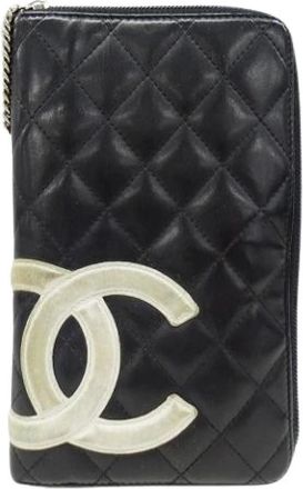 Chanel Pre-owned Cambon Long Wallet - Dames - Vintage Accessoires - Zwart - ONE Size - Leer - Vintage