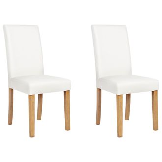 Beliani Beliani - Conjunto De 2 Sillas De Comedor En Piel Sint&eacute;tica Blanca Con Patas De Madera Broadway