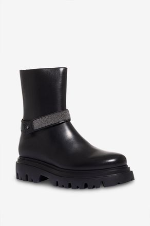 Fabiana Filippi Flache Glattlederstiefeletten Filo Diamante 40