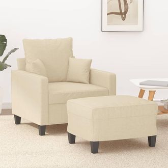vidaXL Sill&oacute;n Con Taburete Tela Crema 60 Cm Vidaxl