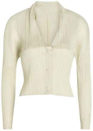 Pleats Please Issey Miyake Pleated Woven Cardigan - Ivory - 5