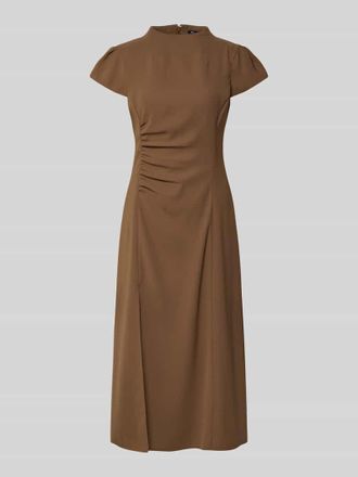 A|X Armani Exchange Midikleid mit Stehkragen und Raffungen in Schoko, Gr&ouml;&szlig;e 34