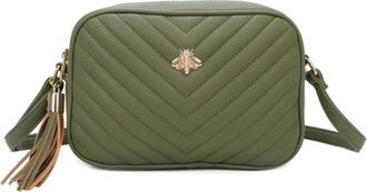 Generic Womens Chevron Quilted Crossbody Bag, Bee Embellishment Messenger Bag (Green)